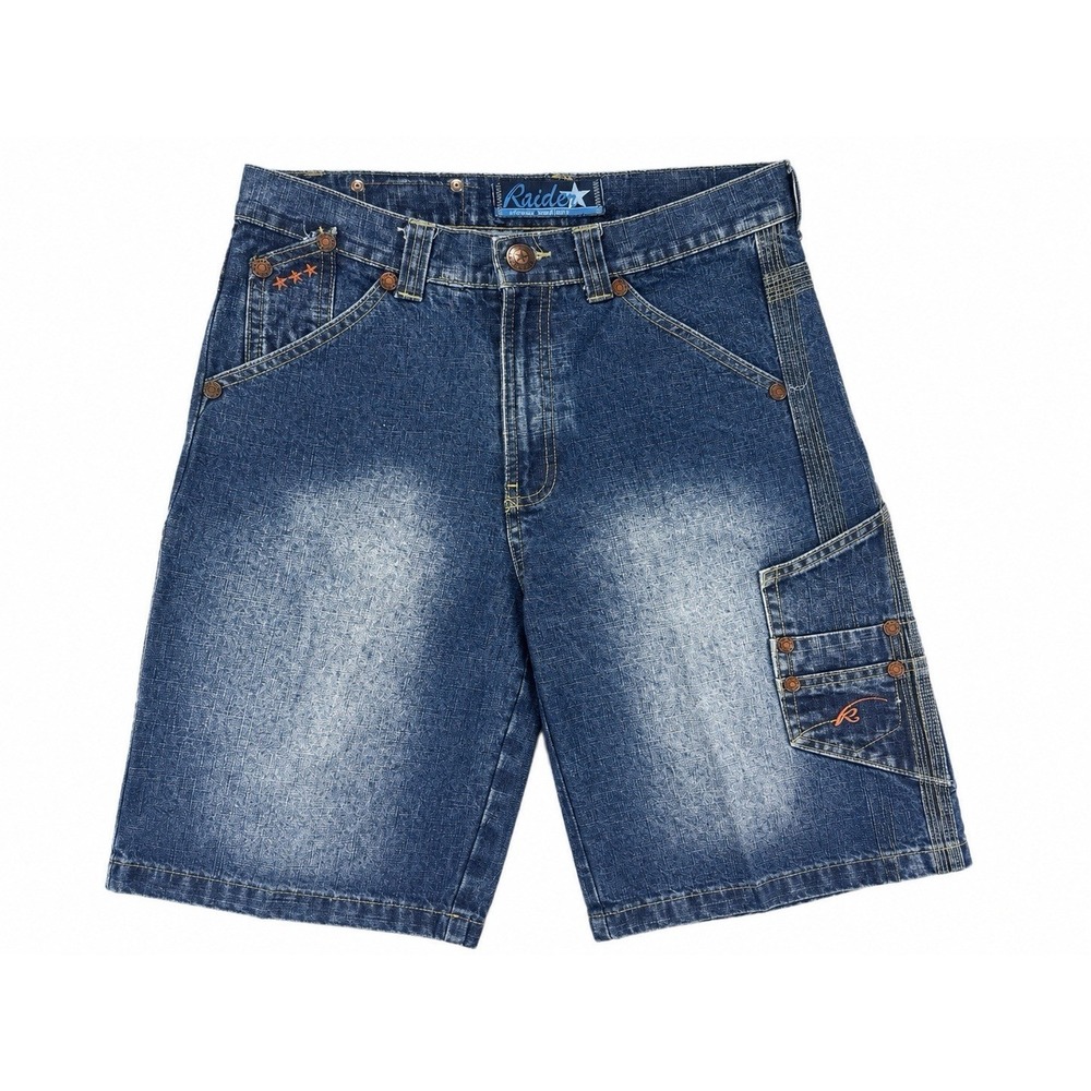 Vintage Raider Y2K Denim Cargo Shorts Mens 29 Blue Skater Baggy Utility UAE